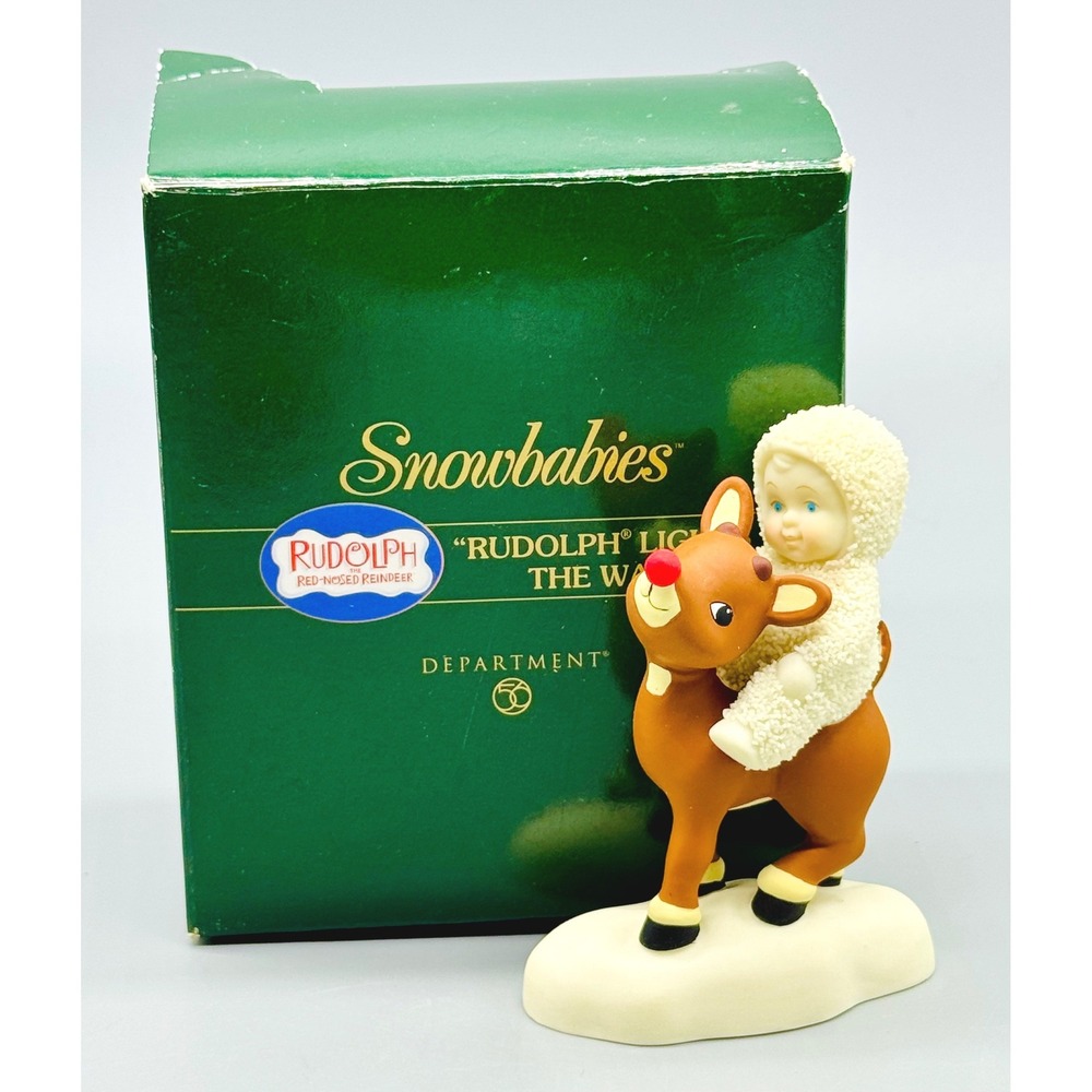 Department 56 Snowbabies Rudolph Lights The Way Porcelain Figurine Christmas